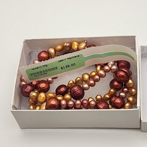 Fresh Water 24" Mauve, Gold & Pink Pearl Necklace New with tag - Picture 4 of 4